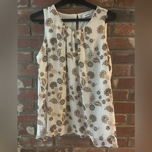 Calvin Klein Floral Blouse - Cream and Brown